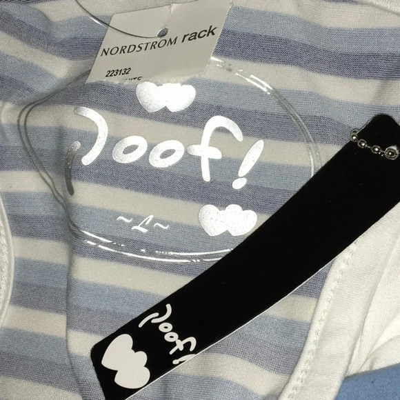 Poof Striped Racerback Tank Top White Blue Shirt L - Picture 4 of 5